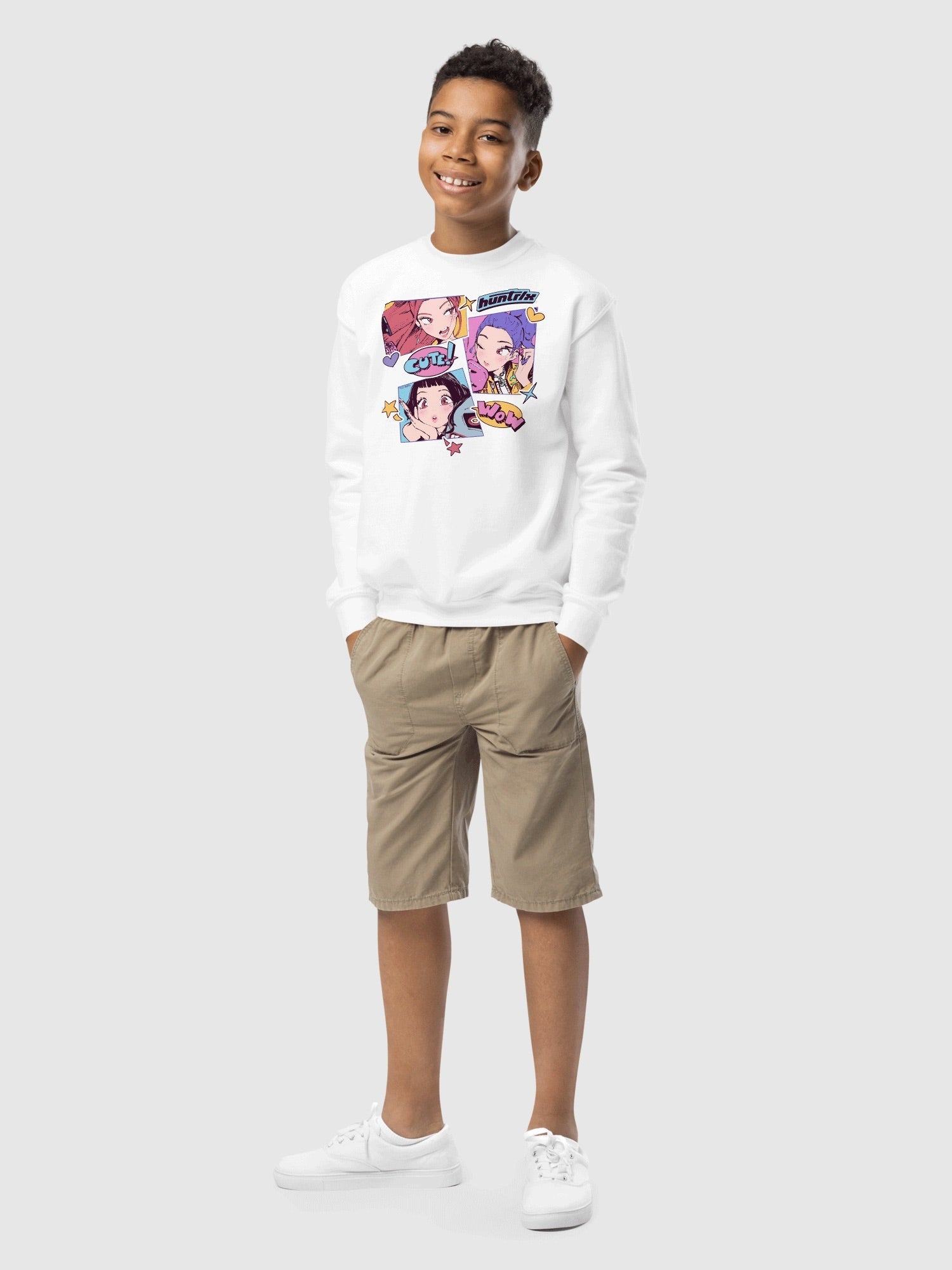 KPop Demon Hunters Youth Sweatshirt HUNTR/X Sticker Inspired