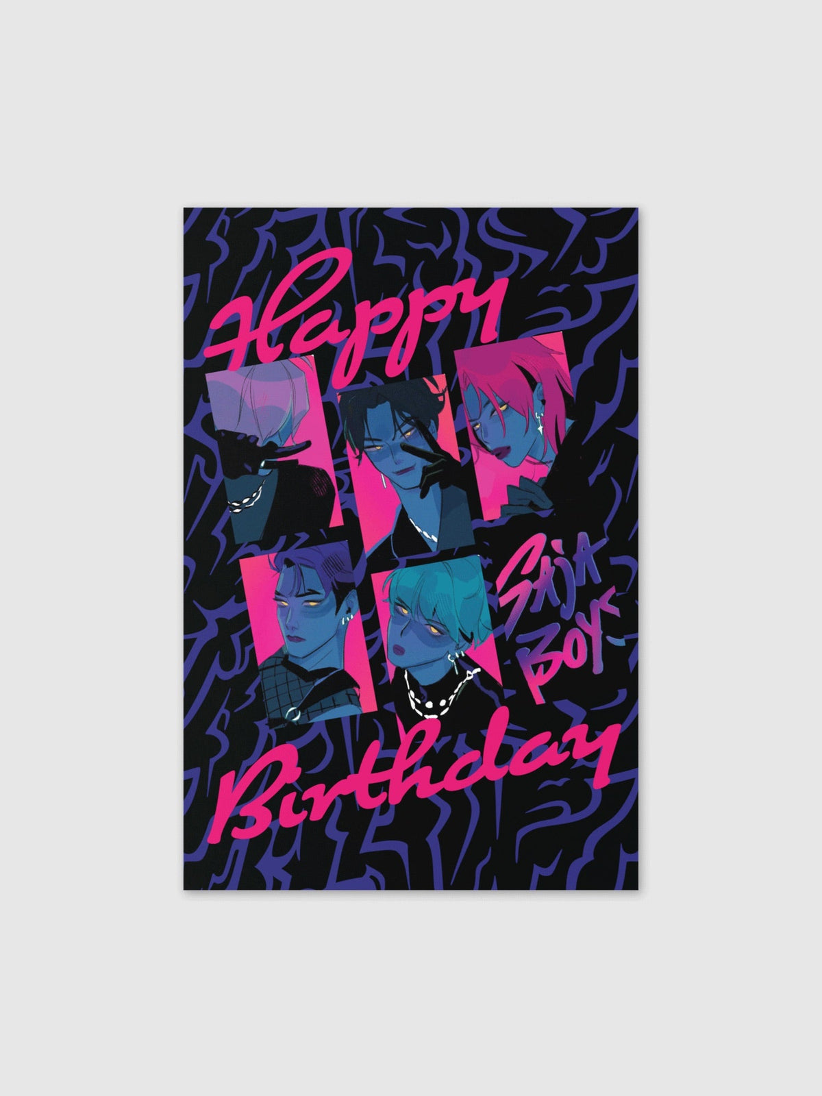 KPop Demon Hunters SAJA BOYS Demon Birthday Card