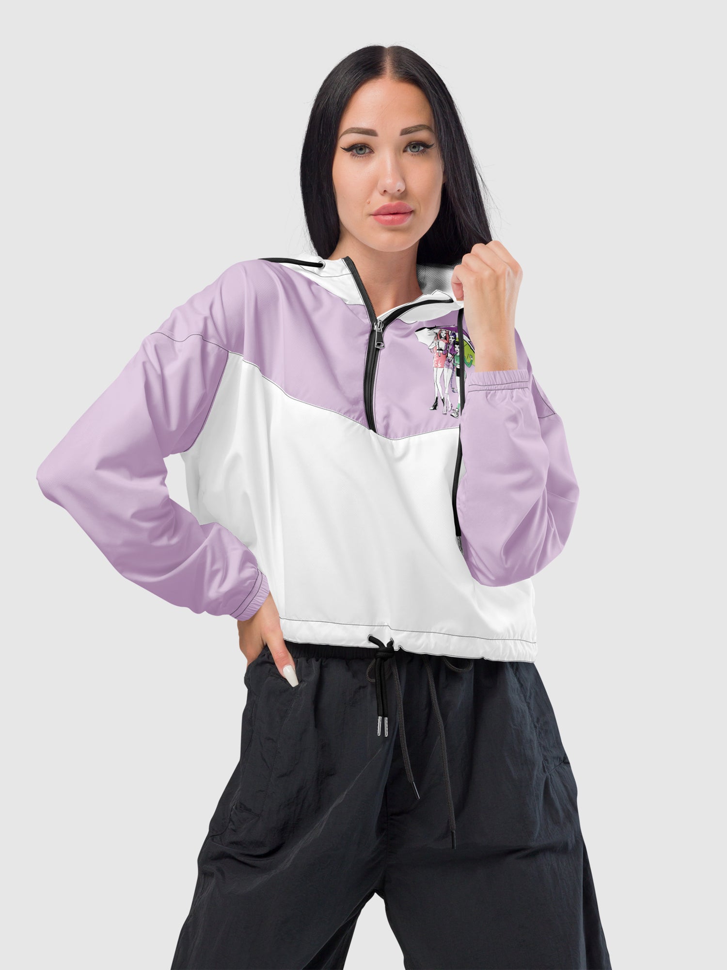 KPop Demon Hunters Cropped Windbreaker Half-Zip HUNTR/X