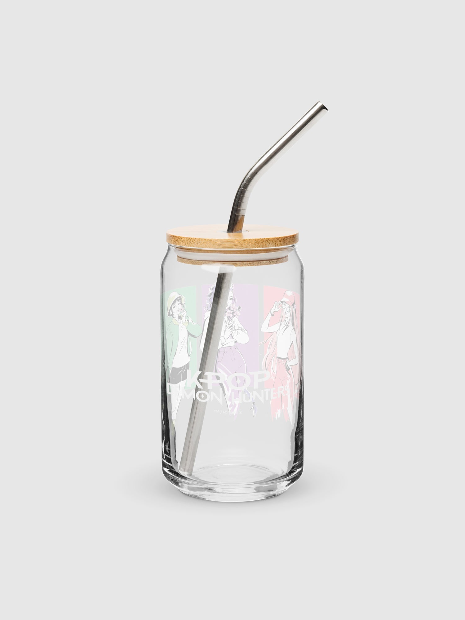 KPop Demon Hunters HUNTR/X Can Shaped Glass With Lid Spring