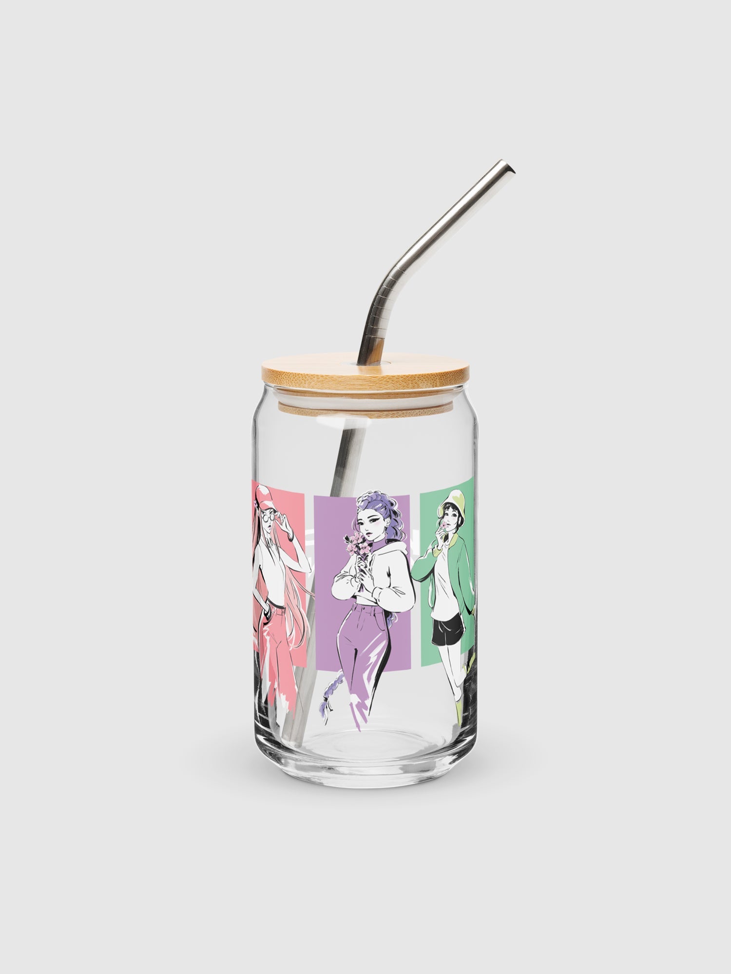 KPop Demon Hunters HUNTR/X Can Shaped Glass With Lid Spring