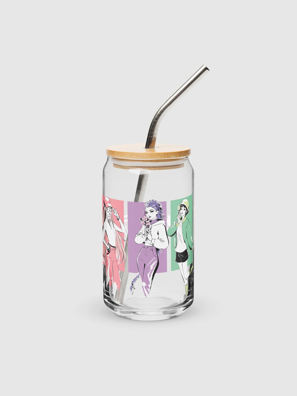 KPop Demon Hunters HUNTR/X Can Shaped Glass With Lid Spring