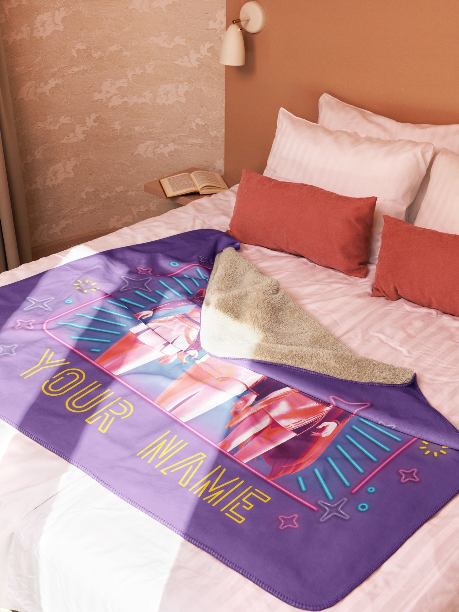 KPop Demon Hunters Personalized Sherpa Blanket Light Up The Dark