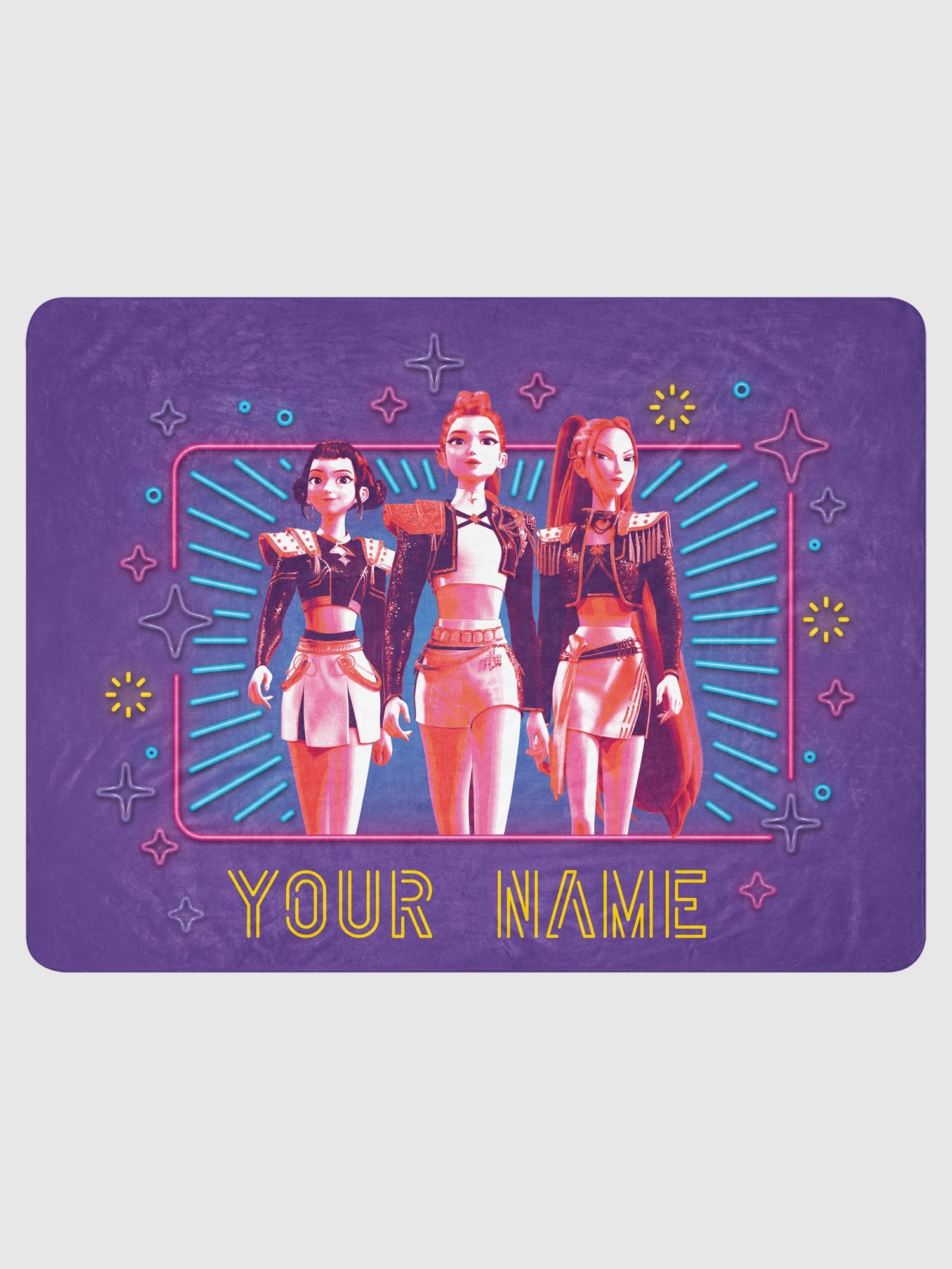 KPop Demon Hunters Personalized Sherpa Blanket Light Up The Dark