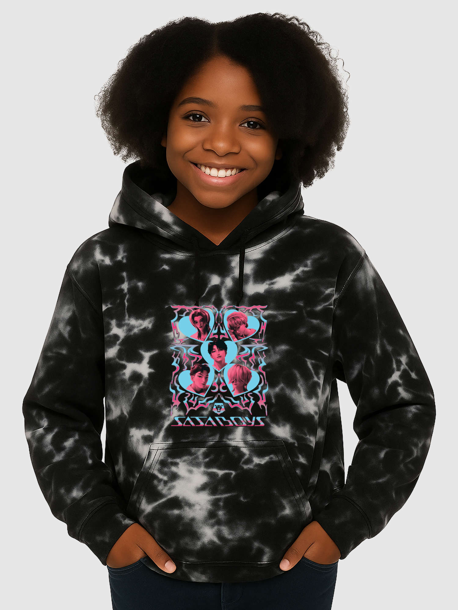 KPop Demon Hunters SAJA BOYS Tie-Dye Kids Hoodie