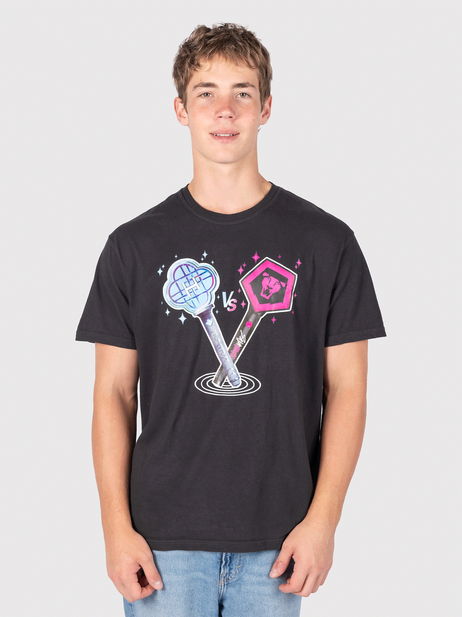 KPop Demon Hunters HUNTR/X & SAJA BOYS Light Sticks Glow in the Dark Adult T-Shirt