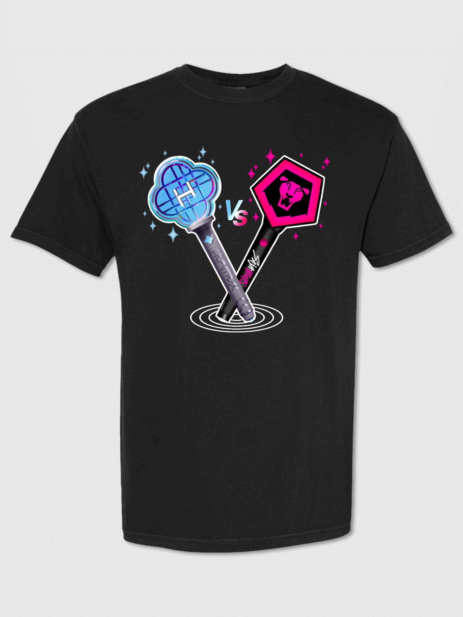 KPop Demon Hunters HUNTR/X & SAJA BOYS Light Sticks Glow in the Dark Kids T-Shirt