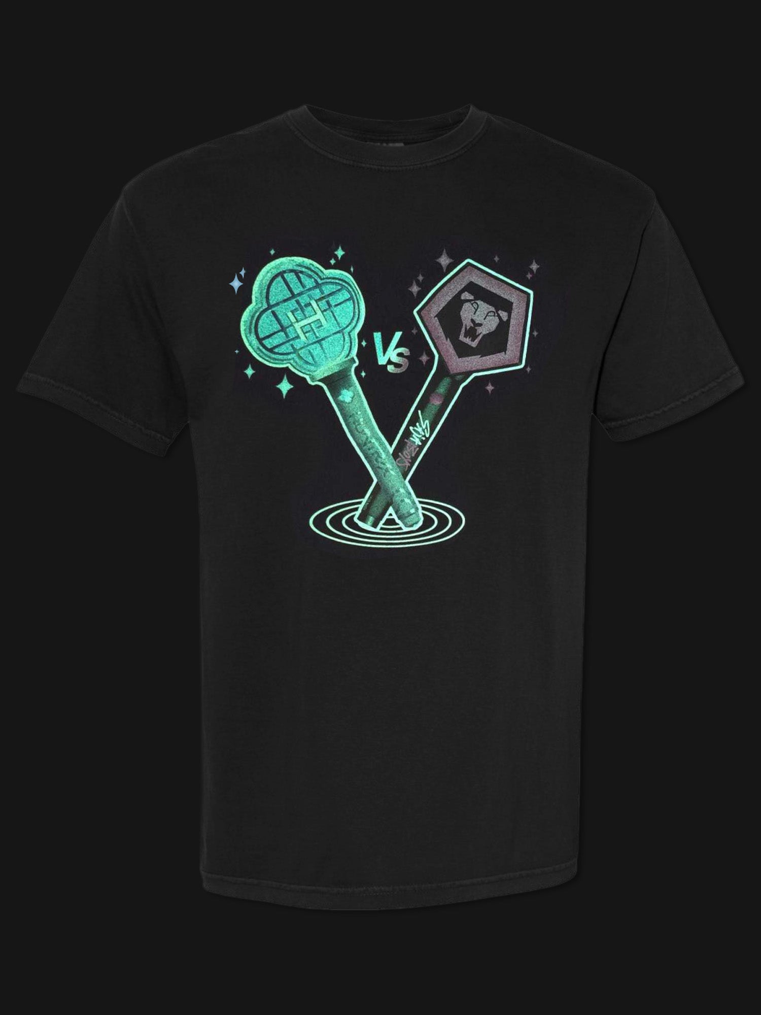KPop Demon Hunters HUNTR/X & SAJA BOYS Light Sticks Glow in the Dark Adult T-Shirt