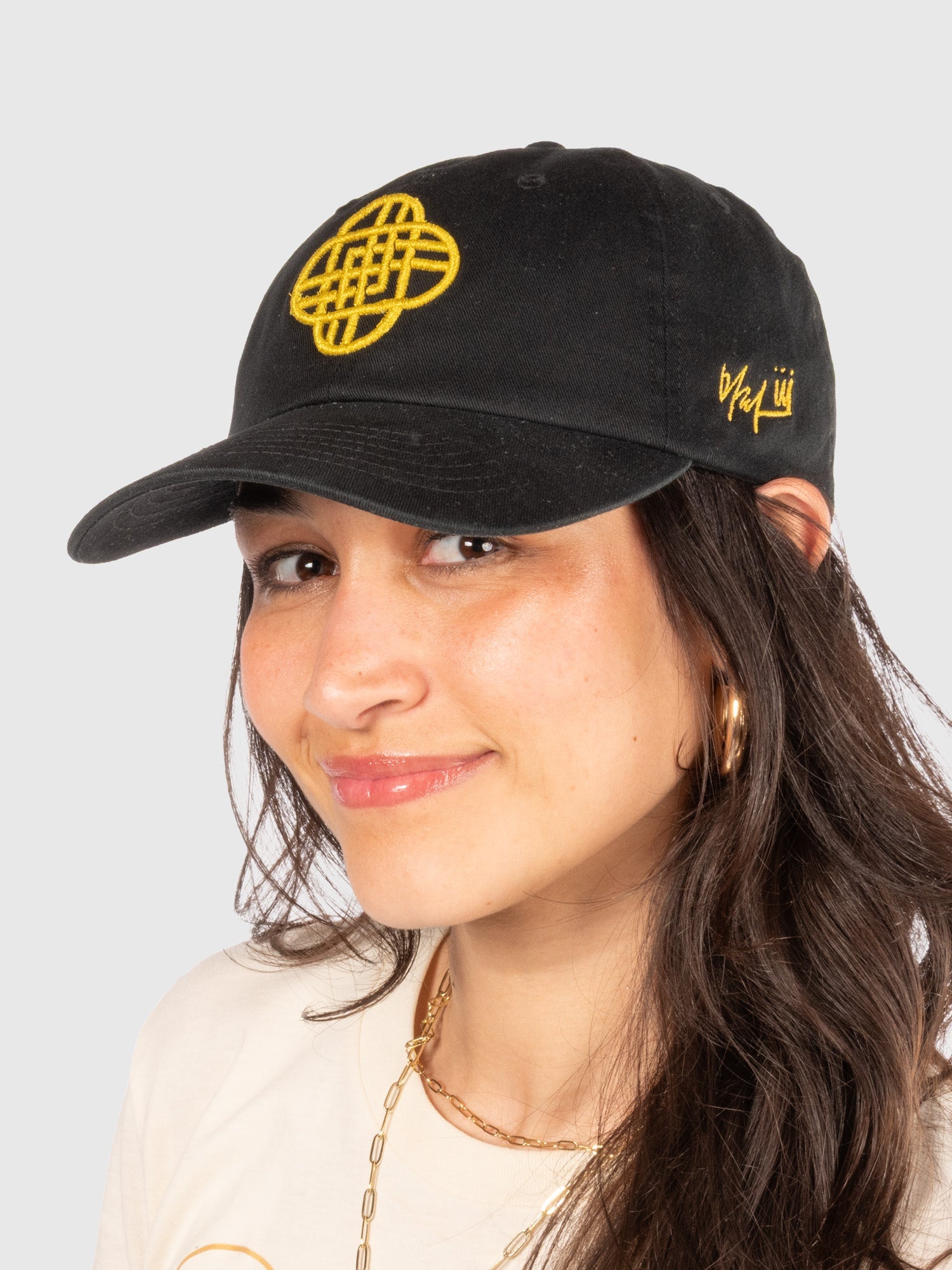 KPop Demon Hunters Gold Embroidered Adult Dad Hat HUNTR/X Logo & Mira Signature