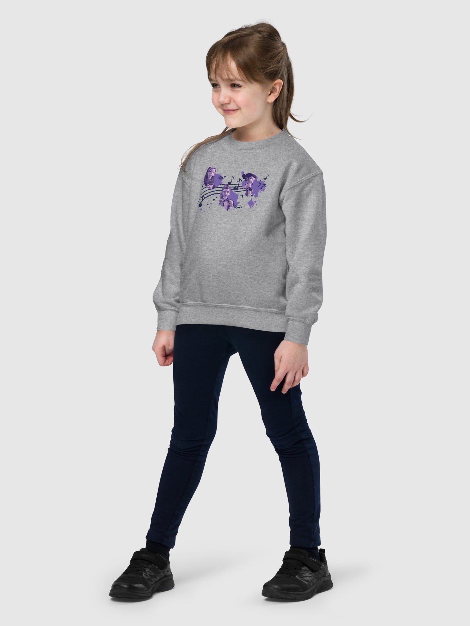 KPop Demon Hunters Kids Crewneck Sweatshirt HUNTR/X Music Notes