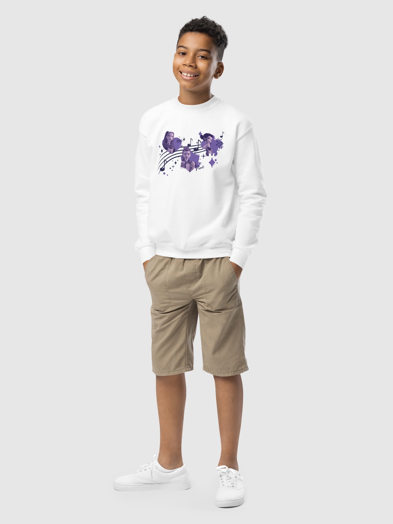 KPop Demon Hunters Kids Crewneck Sweatshirt HUNTR/X Music Notes