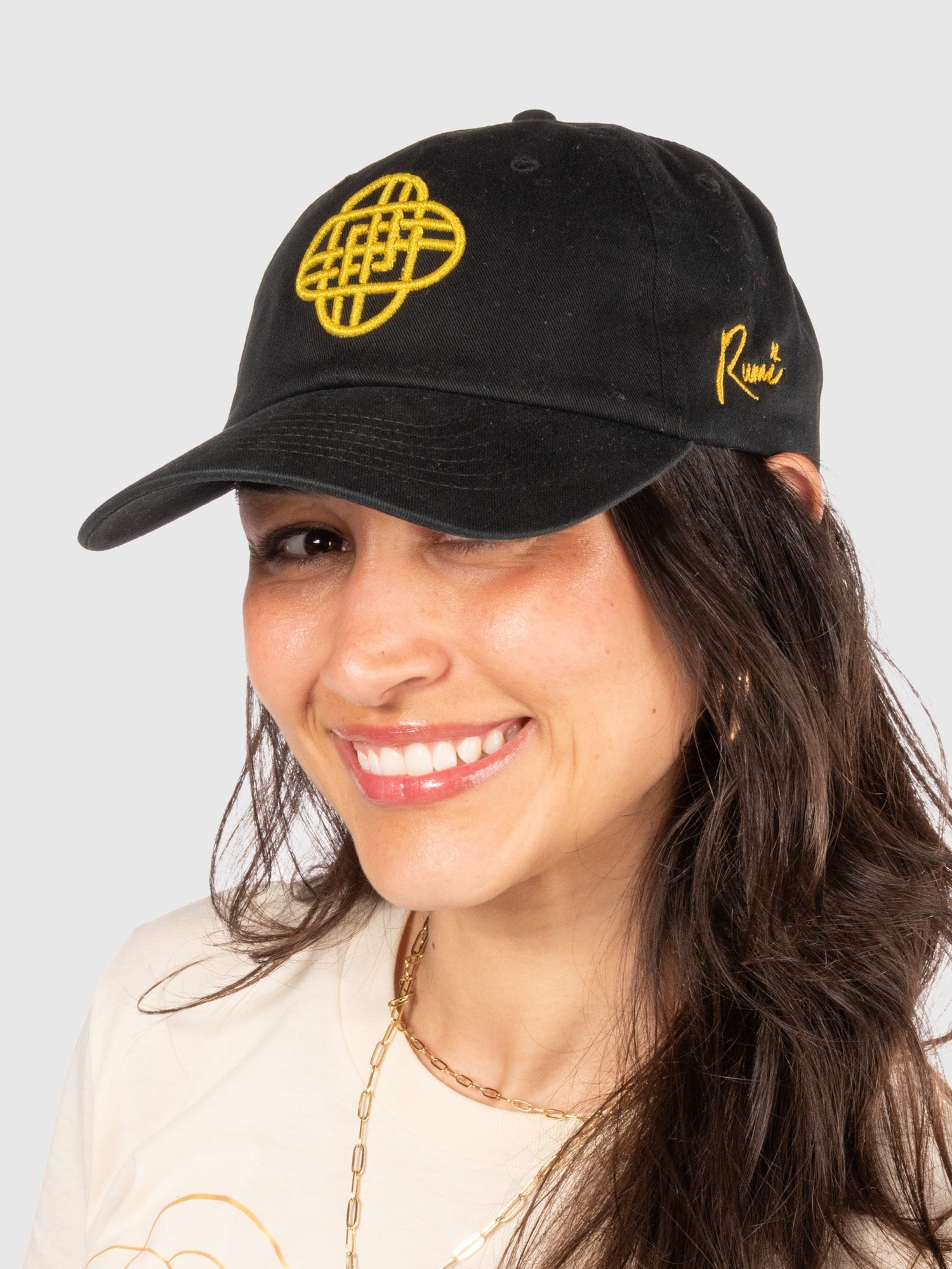 KPop Demon Hunters Gold Embroidered Adult Dad Hat HUNTR/X Logo & Rumi Signature