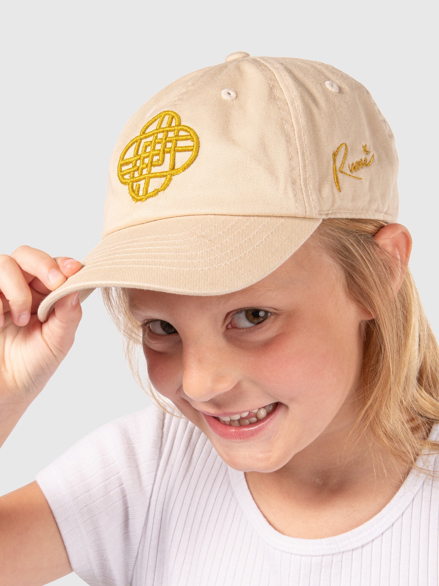 KPop Demon Hunters Gold Embroidered Youth Hat HUNTR/X Logo & Rumi Signature