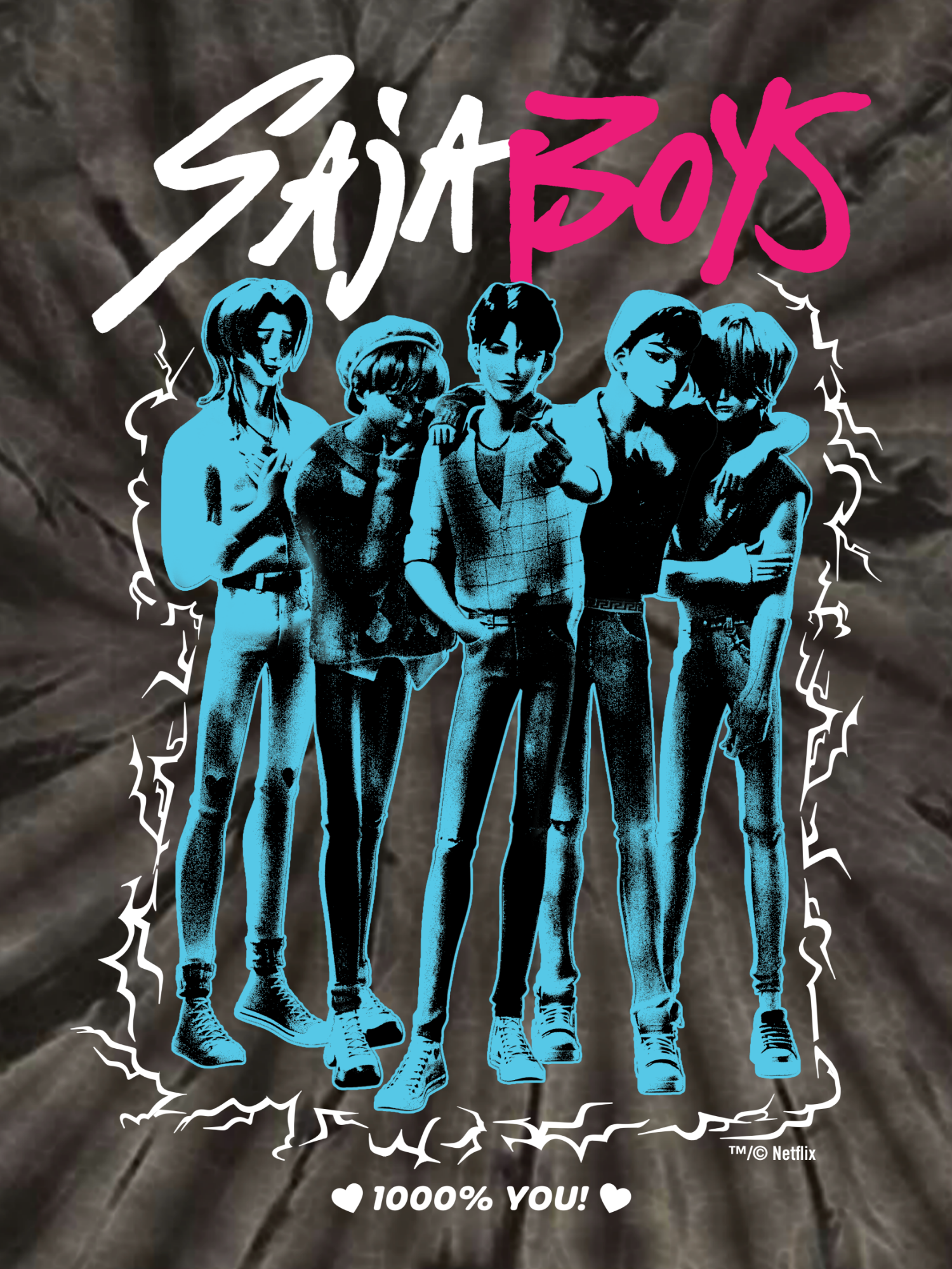 KPop Demon Hunters SAJA BOYS Unisex Tie-Dye T-Shirt
